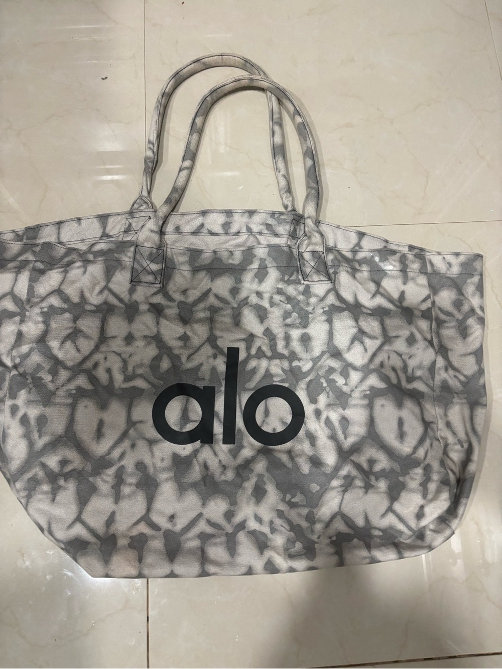 ALO Yoga Grey Tie-Dye Canvas Tote Bag